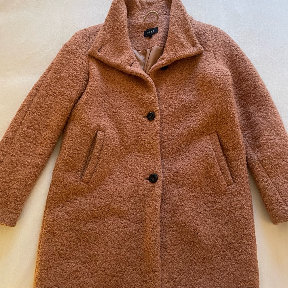 Women's Tan Wool Blend Teddy Coat